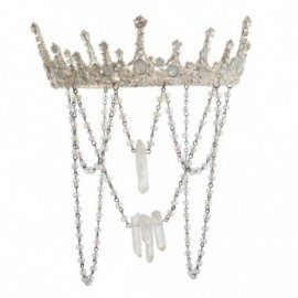 Headbands Raw Crystal Quartz Tiara Mermaid Crown Headband - Full Crown-02 - CD189ZRO2ZT $49.46