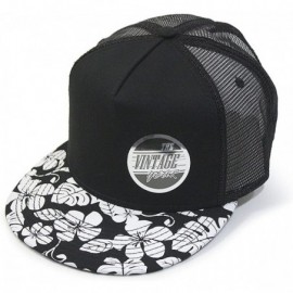 Baseball Caps Premium Floral Hawaiian Cotton Twill Adjustable Snapback Hats Baseball Caps - Flower/Black/Black Mesh - CA124LA...