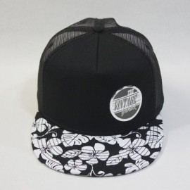 Baseball Caps Premium Floral Hawaiian Cotton Twill Adjustable Snapback Hats Baseball Caps - Flower/Black/Black Mesh - CA124LA...