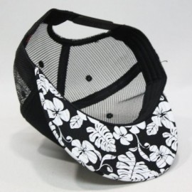 Baseball Caps Premium Floral Hawaiian Cotton Twill Adjustable Snapback Hats Baseball Caps - Flower/Black/Black Mesh - CA124LA...