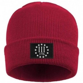 Skullies & Beanies Beanie Hat Three Percenter 1776 Symbol Winter Soft Thick Warm Casual Knit Hat- Men and Women - Red-160 - C...