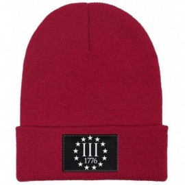 Skullies & Beanies Beanie Hat Three Percenter 1776 Symbol Winter Soft Thick Warm Casual Knit Hat- Men and Women - Red-160 - C...