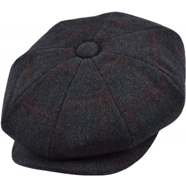 Newsboy Caps Men's Wool Newsboy Cap- Herringbone Driving Cabbie Tweed Applejack Golf Hat - 2320-black Wine - C3189UNXK30 $13.65