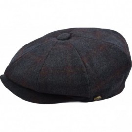 Newsboy Caps Men's Wool Newsboy Cap- Herringbone Driving Cabbie Tweed Applejack Golf Hat - 2320-black Wine - C3189UNXK30 $13.65