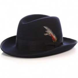 Fedoras Premium Godfather Hat - Navy Blue - CI12BPOTLWJ $79.04
