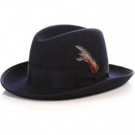 Fedoras Premium Godfather Hat - Navy Blue - CI12BPOTLWJ $28.74