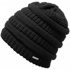 Skullies & Beanies Knitted Beanie Hat for Women & Men - Deliciously Soft Chunky Beanie - Black - CQ18N0MWATO $20.22