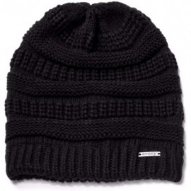 Skullies & Beanies Knitted Beanie Hat for Women & Men - Deliciously Soft Chunky Beanie - Black - CQ18N0MWATO $8.40