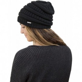 Skullies & Beanies Knitted Beanie Hat for Women & Men - Deliciously Soft Chunky Beanie - Black - CQ18N0MWATO $8.40