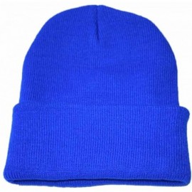Skullies & Beanies Unisex Cuffed Acrylic Knitting Winter Warm Beanie Caps Soft Slouchy Ski Hat - Blue - CL18HWOXZX6 $9.81