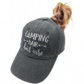 Baseball Caps Camping Hair Don't Care Ponytail Hat Vintage Washed Distressed Baseball Dad Cap for Women - Grey - CD18X7UQWQY ...