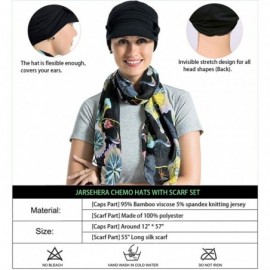Newsboy Caps Chemo Hats for Women Bamboo Cotton Lined Newsboy Caps with Scarf Double Loop Headwear for Cancer Hair Loss - CC1...