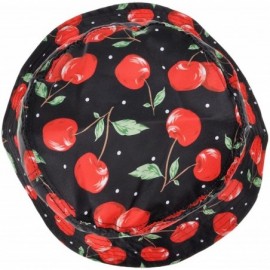 Bucket Hats Unisex Cute Print Bucket Hat Summer Fisherman Cap - Cherry - Black - CM11XKDQA9Z $15.98