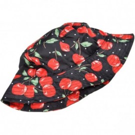 Bucket Hats Unisex Cute Print Bucket Hat Summer Fisherman Cap - Cherry - Black - CM11XKDQA9Z $15.98