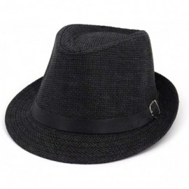 Sun Hats Jazz Hat 2019 Male Female Couple Straw Hat Outdoor Travel Husk Solid Colour Fashion Sunshade Sun Hat - Black - CJ18U...