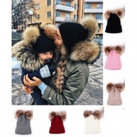 Skullies & Beanies Women Winter Chunky Knit Double Pom Pom Beanie Hats Cozy Warm Slouchy Hat - Khaki - C6188RA2CTD $12.74