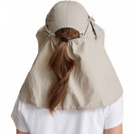 Sun Hats Women's Sun Cap UPF+50 Detachable Face Mask Neck Flap Visor Hat Wide Brim UV Sun Protection Hiking Hats - Khaki - CE...