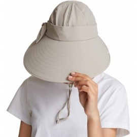 Sun Hats Women's Sun Cap UPF+50 Detachable Face Mask Neck Flap Visor Hat Wide Brim UV Sun Protection Hiking Hats - Khaki - CE...