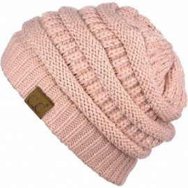 Skullies & Beanies Women's Sparkly Sequins Warm Soft Stretch Cable Knit Beanie Hat - Indi Pink - CA18IQGK8ZI $14.27