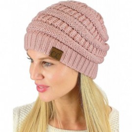 Skullies & Beanies Women's Sparkly Sequins Warm Soft Stretch Cable Knit Beanie Hat - Indi Pink - CA18IQGK8ZI $14.27