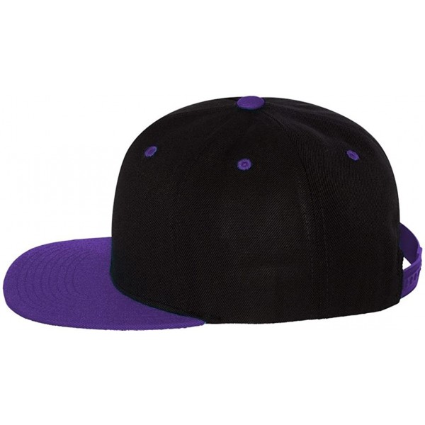 Baseball Caps Unisex Adult 6089 6-Panel Structured Flat Visor Classic Snapback - Black/ Purple - C511MLEKKD7 $9.70