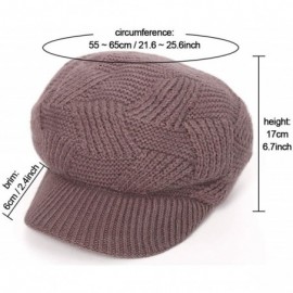 Newsboy Caps Women Warm Caps Beret Newsboy Winter Cap Snow Ski Outdoor Twist Knitted Hat with Visor - B-khaki - C118Z62GDHO $...