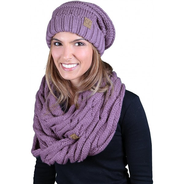 Skullies & Beanies Oversized Slouchy Beanie Bundled with Matching Infinity Scarf - Violet - CP180NIOGCE $26.23