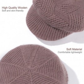 Newsboy Caps Women Warm Caps Beret Newsboy Winter Cap Snow Ski Outdoor Twist Knitted Hat with Visor - B-khaki - C118Z62GDHO $...
