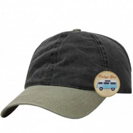 Baseball Caps Ponytail Open Back Washed Cotton Adjustable Baseball Cap - Khaki/Black - CW12694RLTP $8.27