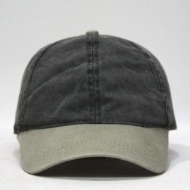 Baseball Caps Ponytail Open Back Washed Cotton Adjustable Baseball Cap - Khaki/Black - CW12694RLTP $8.27