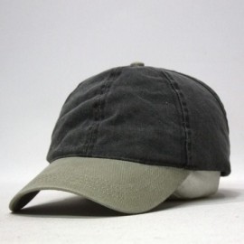 Baseball Caps Ponytail Open Back Washed Cotton Adjustable Baseball Cap - Khaki/Black - CW12694RLTP $8.27