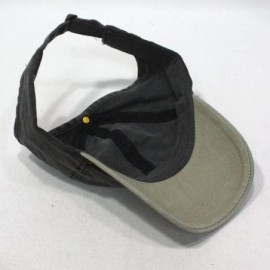 Baseball Caps Ponytail Open Back Washed Cotton Adjustable Baseball Cap - Khaki/Black - CW12694RLTP $8.27