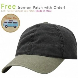 Baseball Caps Ponytail Open Back Washed Cotton Adjustable Baseball Cap - Khaki/Black - CW12694RLTP $8.27