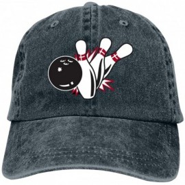 Baseball Caps Bowling Unisex Vintage Adjustable Cotton Baseball Cap Denim Dad Hat Cowboy Hat - Navy - CC18NY6XN4Z $16.83