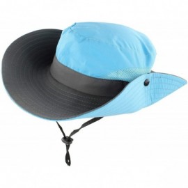 Sun Hats Women's Sun Hat Sun UV Protection Bucket Hat Boonie Safari Cap for Summer Beach - Blue - CU18G3WGKT8 $13.81