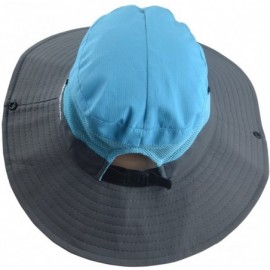 Sun Hats Women's Sun Hat Sun UV Protection Bucket Hat Boonie Safari Cap for Summer Beach - Blue - CU18G3WGKT8 $13.81