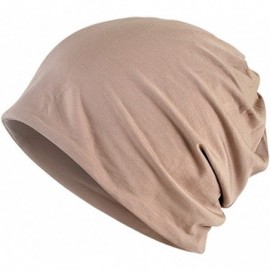 Skullies & Beanies Womens Summer Cotton Beanie Hat Baggy Slouchy Chemo Cap Turban Infinity Scarf - Khaki - CC18EDRENZQ $9.94