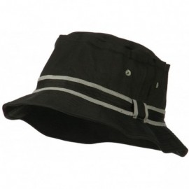 Bucket Hats Striped Hat Band Fisherman Bucket Hat - Black/Gray - CV11TX7QIVN $21.87