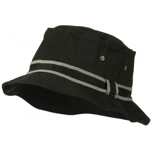 Bucket Hats Striped Hat Band Fisherman Bucket Hat - Black/Gray - CV11TX7QIVN $13.23