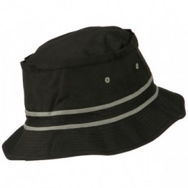 Bucket Hats Striped Hat Band Fisherman Bucket Hat - Black/Gray - CV11TX7QIVN $13.23