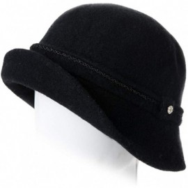 Bucket Hats Ladies Wool Cloche Hats Winter Bucket Hat 1920s Vintage Derby Hat Foldable - 00090_black - CJ18YR70Y4Y $25.55