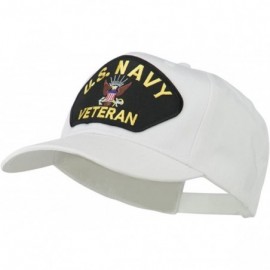 Baseball Caps US Navy Veteran Military Patched High Profile Cap - White - CE11M6KDOLV $16.89