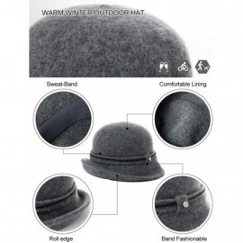 Bucket Hats Ladies Wool Cloche Hats Winter Bucket Hat 1920s Vintage Derby Hat Foldable - 00090_black - CJ18YR70Y4Y $25.55