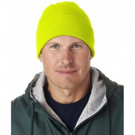 Skullies & Beanies Mens Knit Beanie with Cuff (8130) - Safety Yellow - C4117S8LSPZ $8.75