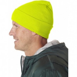 Skullies & Beanies Mens Knit Beanie with Cuff (8130) - Safety Yellow - C4117S8LSPZ $8.75