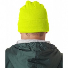 Skullies & Beanies Mens Knit Beanie with Cuff (8130) - Safety Yellow - C4117S8LSPZ $8.75