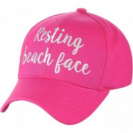 Baseball Caps Women's Embroidered Quote Adjustable Cotton Baseball Cap- Resting Beach Face- Hot Pink - C2180TYYKG2 $28.53