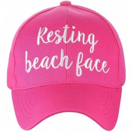 Baseball Caps Women's Embroidered Quote Adjustable Cotton Baseball Cap- Resting Beach Face- Hot Pink - C2180TYYKG2 $13.92