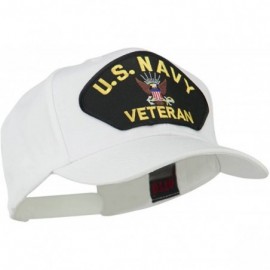 Baseball Caps US Navy Veteran Military Patched High Profile Cap - White - CE11M6KDOLV $16.89