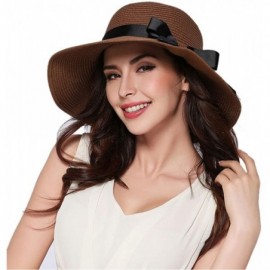 Sun Hats The New Womens Straw Hat Floppy Foldable Roll up Beach Cap Sun Hat - Brown - CZ189ZKXMHE $12.64